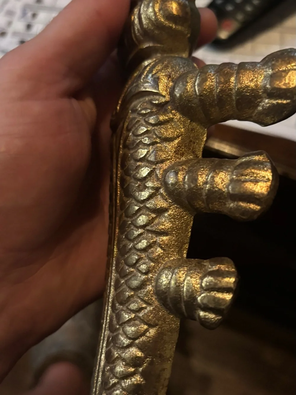 Vintage Cast Iron Beetle Boot Jack Taiwan Gold Tone Boot Puller Decor – $45